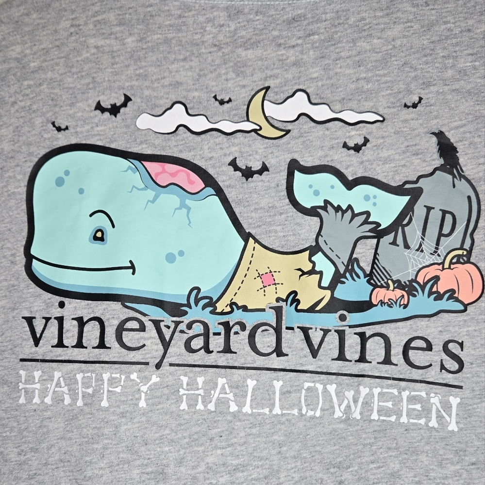 Kids Vineyard Vines Halloween Long Sleeve Tee – Gray, Size M (12–14), Like New - Picture 2 of 6